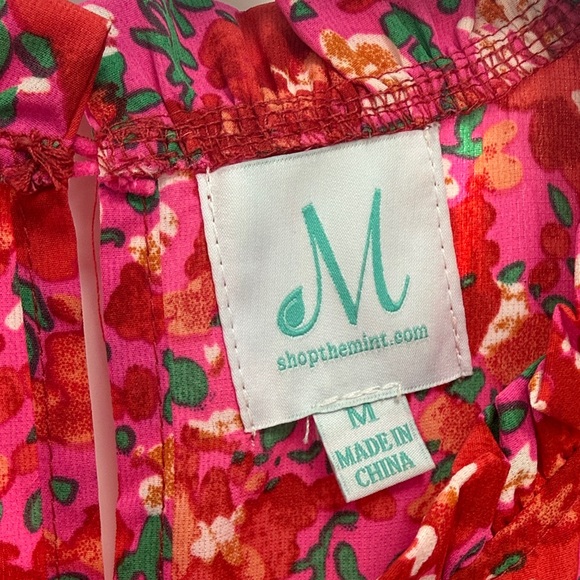 Womens Pink Floral Ruffle Sleeve Mini Dress - Picture 3 of 5